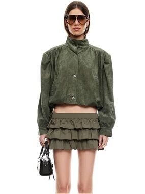 Lioness Voluminous Suede Jacket in Safari